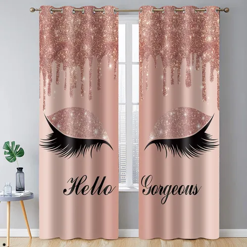 Miniatura 18 de Hello Gorgeous - Cortina de pestañas de unicornio, para oscurecer la habitación, con aislamiento térmico, con ojales, para decoración de dormitorio