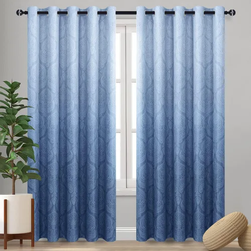 Miniatura 109 de DWCN - Cortinas blackout para dormitorio, diseño de damasco con aislamiento térmico y ojales, para sala de estar, juego de 2 paneles de cortina Gris