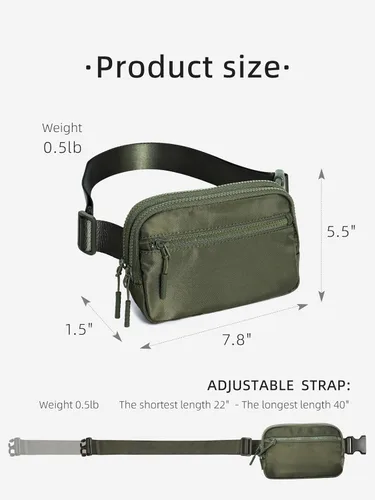Miniatura 36 de WESTBRONCO Riñoneras para mujeres y hombres, bolsa para cinturón con bolsillos con cremallera, riñoneras modernas, bolsas cruzadas ligeras de 1