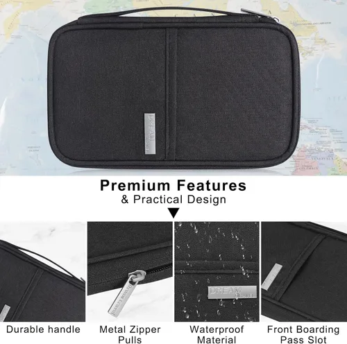 Miniatura 4 de Unaone Billetera para pasaporte de viaje, Negro -, Soporte para pasaporte