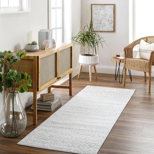 Miniatura 25 de Livabliss Alfombras de Área - Alfombra Chester Boho Marroquí Negra de 2x16 para Sala de Estar y Dormitorio - Alfombra Geométrica Blanca y Gris