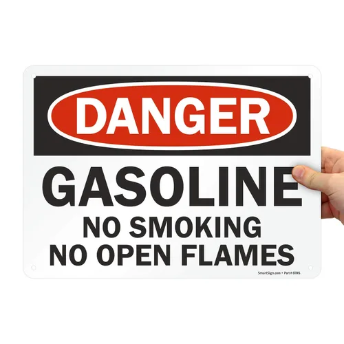 Miniatura 8 de SmartSign - U9-1240-ND_7x10 "Danger - Gasolina, No Smoking No Open Flames" Etiqueta Vinilo laminado de 7" x 10" Negro/Rojo sobre Blanco