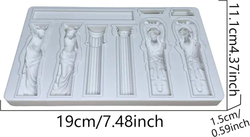 Miniatura 2 de Columna romana, escultura de diosa, pilares de mármol griego, Bas Relief retro, fondant, artesanía de azúcar, decoración de pasteles, moldes