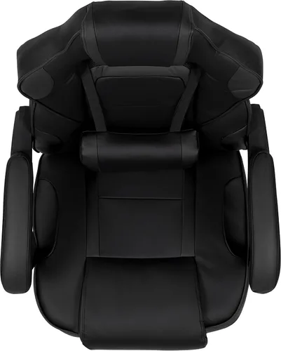 Miniatura 7 de EMMA + OLIVER Silla ergonómica negra para videojuegos, respaldo/brazos, reposapiés, masaje lumbar