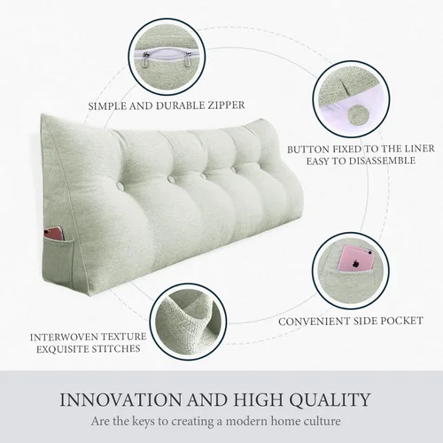 Miniatura 2 de Almohada de Cabecero de Cuña Tamaño Queen Grande Almohada de Bolster para Cama Triángulo Almohada de Lectura Almohada de Apoyo de Espalda
