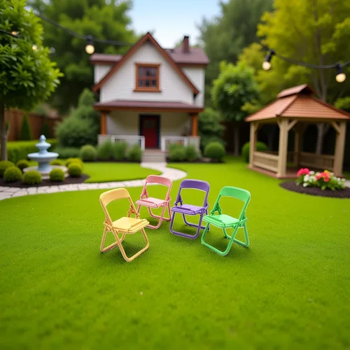 Miniatura 5 de Mini silla plegable de simulación, modelo de casa de muñecas, accesorios de silla plegable, casa de muñecas, accesorios de muebles de plástico