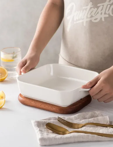 Miniatura 4 de Onniyor Platos pequeños de cerámica para hornear, sartenes cuadradas con asas, sartenes para brownie para cocinar, cazuelas, moldes para pasteles