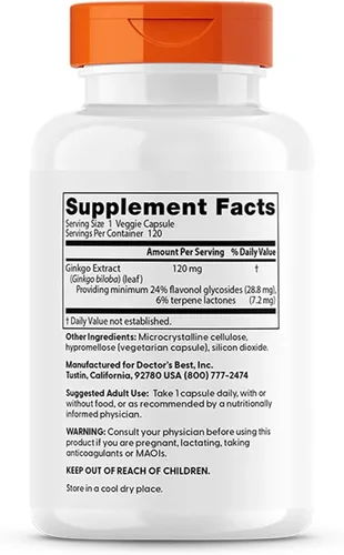 Miniatura 2 de Doctor's Best Fuerza Extra Ginkgo, 0,004 oz cápsulas vegetarianas, Paquete de 2, 2