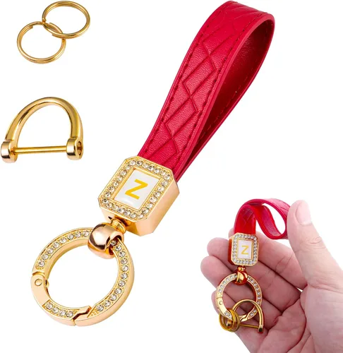Miniatura 7 de Llavero de cuero brillante para automóvil, llavero universal para hombres y mujeres, anillo en D antipérdida, Negro -, Negro