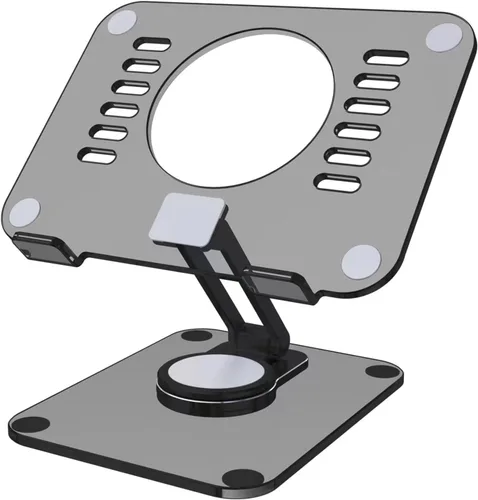 Miniatura 9 de Soporte acrílico giratorio de 360° para tableta, soporte de escritorio ajustable plegable transparente compatible con iPad Pro, Air, Mini, Kindle