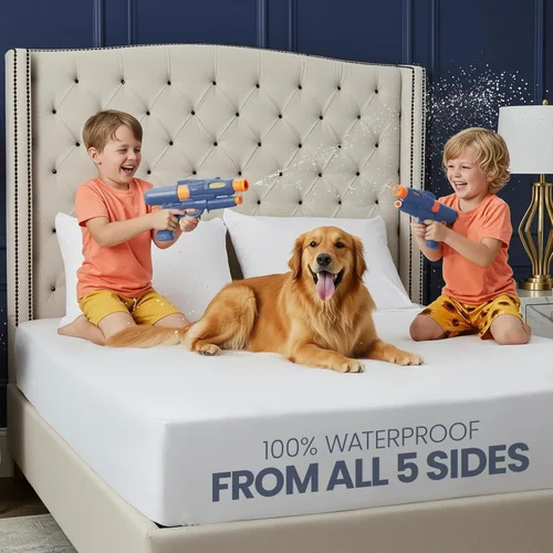 Miniatura 3 de Utopia Bedding – Protector de colchón impermeable de 5 lados tamaño individual, funda de colchón transpirable premium, estilo ajustado con bolsillos