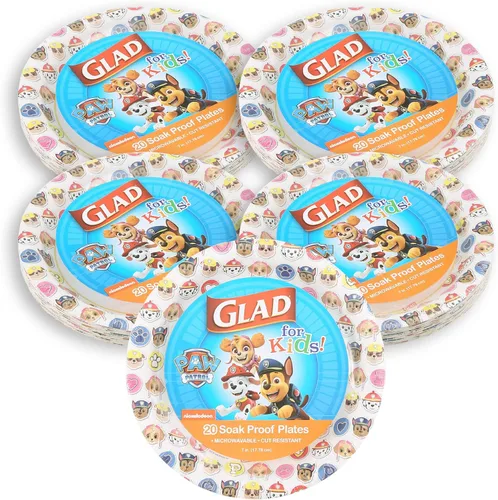 Miniatura 9 de Glad Platos de papel desechables para niños de Paw Patrol, platos infantiles a prueba de remojo y resistentes a cortes, aptos para microondas