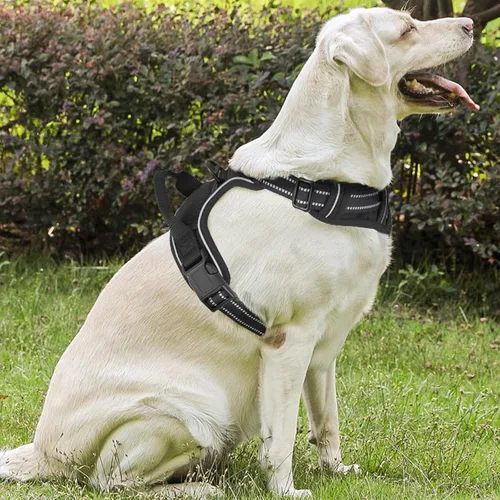 Miniatura 3 de MoNiBloom Arnés reflectante para perro, arnés de chaleco sin tirones con asa, arnés ajustable y acolchado suave para mascotas para perros grandes