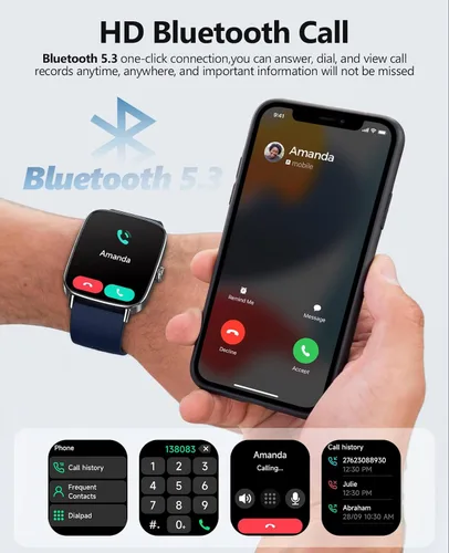Miniatura 4 de SOUYIE 2025 Relojes inteligentes para hombres y mujeres, reloj inteligente de 1.85" con voz AI, monitor de frecuencia cardíaca 24/7, rastreador