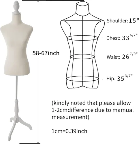 Miniatura 3 de Maniquí femenino con forma de torso para vestidos, soporte de trípode para costura, cuerpo de maniquí para exhibición de ropa y joyería