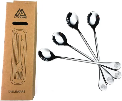 Miniatura 6 de Cucharas románticas de postres de 4 piezas, cuchara de acero inoxidable con mango de corazón para café, postres, té, helado, azúcar