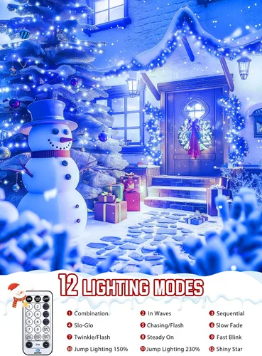 Miniatura 4 de Minetom Luces LED para árbol de Navidad de 50 pies, 1000 luces LED para exteriores, cuerda de petardos para exteriores, 12 modos, temporizador