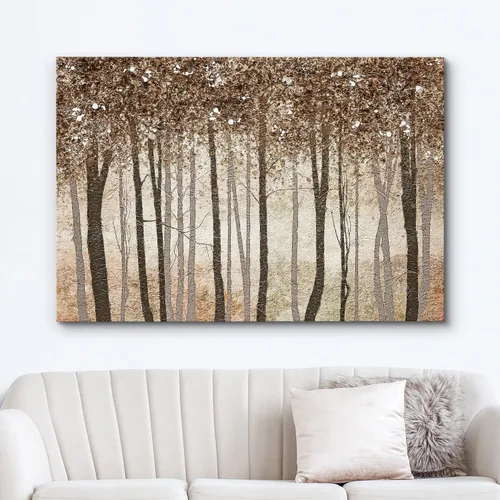 Miniatura 2 de wall26 Lienzo impreso para pared, diseño rústico, marrón, otoño, bosque, árbol, paisaje, naturaleza, ilustraciones de área silvestre, arte moderno