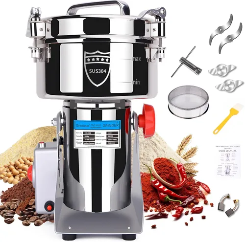 Miniatura 9 de Molinillo eléctrico de grano de 26.46 oz, molino de harina de acero inoxidable 304, molinillo de especias de alta velocidad de 2800 W, molino