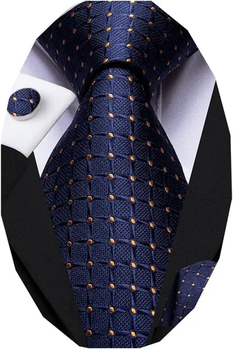 Miniatura 163 de Dubulle Corbata tejida de cachemira para hombre y gemelos de pañuelo para hombre, conjunto de gemelos para boda formal y negocios