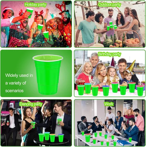 Miniatura 6 de 120 vasos de plástico verdes para el día de San Patricio, vasos de plástico verdes para fiesta, vasos de plástico de Navidad de 16 onzas para beber