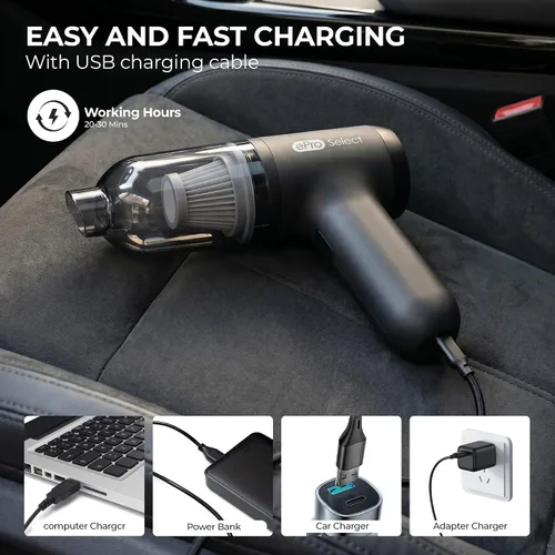 Miniatura 4 de EV1395 Aspiradora inalámbrica de mano - 75W 12000Pa de succión fuerte, tiempo de funcionamiento de 14-24 minutos, recipiente de polvo de 0.14L