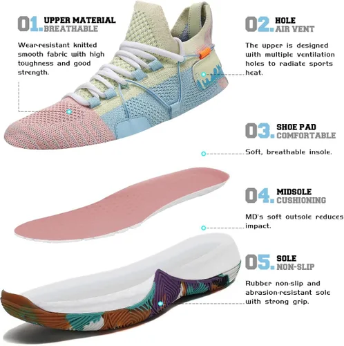 Miniatura 2 de ASHION - Tenis infantiles de baloncesto, altos, cómodos, modernos, transpirables, casuales, antideslizantes y con amortiguación de aire para niños