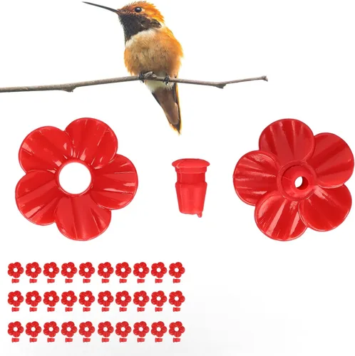 Miniatura 11 de Estink Flores de repuesto para comedero de colibríes, 30 juegos de cubiertas de puerto de alimentación multicolor para comederos de colibríes, atrae
