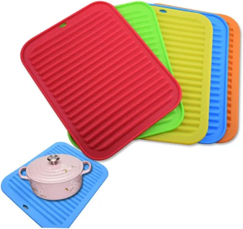 Miniatura 4 de Alfombrillas de secado de platos para mesa de comedor, alfombrilla de silicona, bandeja de drenaje, almohadilla de drenaje, almohadilla