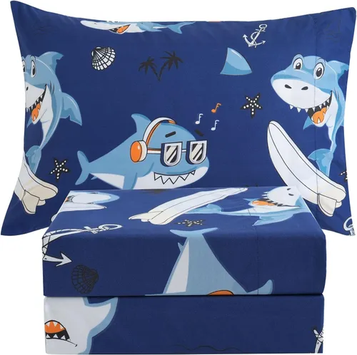 Miniatura 35 de JSD Juego de sábanas de dinosaurio para niños, tamaño individual, 3 piezas, sábanas de microfibra con estampado suave para niños y niñas, bolsillo