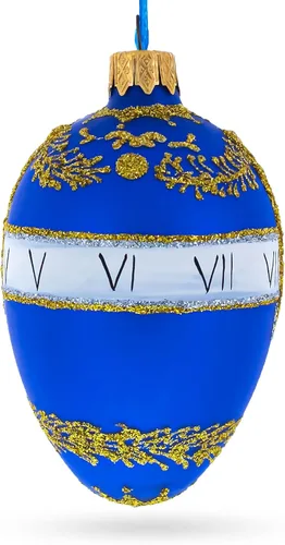 Miniatura 2 de 1895 Reloj de serpiente azul adorno de cristal de huevo real 4 pulgadas