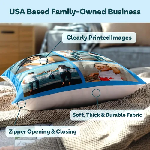 Miniatura 5 de Fabric Textile Products funda de almohada personalizada para mascotas - Fabricada en EE. UU. - Almohada personalizada con fotos de gatos y perros