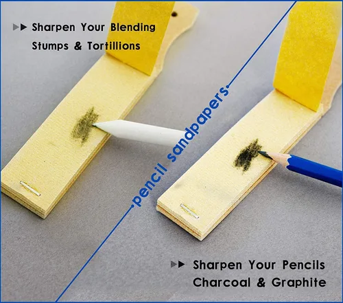 Miniatura 7 de 43 piezas de difuminos y tortillones mezcladores de arte en papel, herramientas de dibujo con raspadores limpiadores de bocetos, esponja
