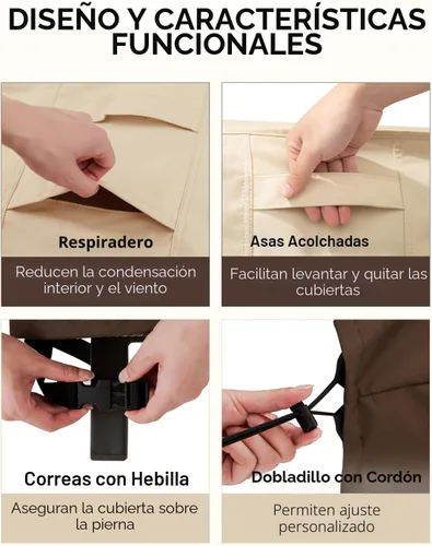 Miniatura 6 de loriano Juego de fundas para muebles de patio, 4 piezas de fundas impermeables para muebles de exterior, 600D de alta resistencia, juego de fundas
