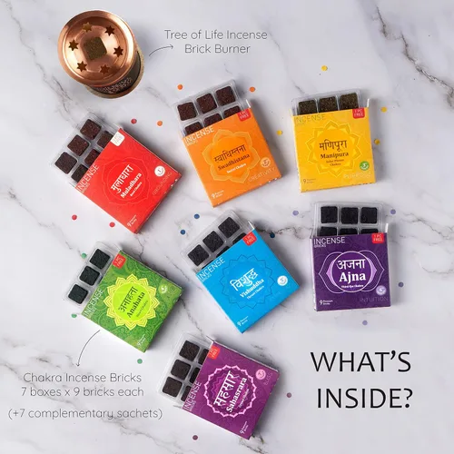 Miniatura 3 de Aromafume - Juego de ladrillos de incienso de 7 chakras, 63 ladrillos y árbol de la vida, juego de incienso sin humo para equilibrio de chakras