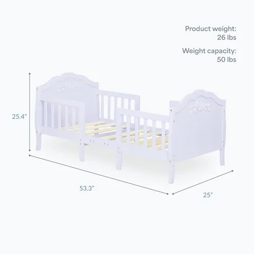 Miniatura 3 de Sweetpea Baby Rose - Cama convertible 3 en 1 para niños pequeños, color lavanda, certificado Greenguard Gold, certificado BSA, rieles de seguridad
