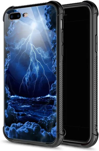 Miniatura 19 de Carcasa para iPhone 8 Plus, 9H de cristal templado para iPhone 7 Plus, para hombres y niños, diseño de patrón fresco a prueba de golpes, Bandera