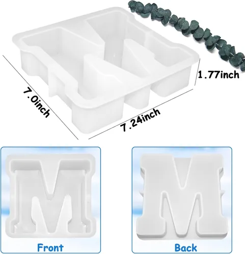 Miniatura 2 de Moldes de letras grandes de 7 pulgadas para resina, molde de fundición de epoxi del alfabeto mayúscula 3D de la A a la Z, molde de silicona