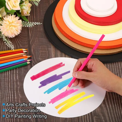 Miniatura 5 de PATIKIL Papel de cartón redondo de 9.8 pulgadas, 20 unidades de círculos de disco en blanco para decoración de fiestas, manualidades, manualidades