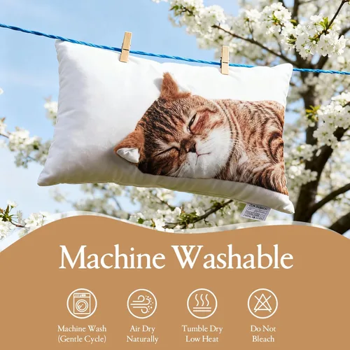 Miniatura 8 de Almohada de felpa de gato de 12 x 20 pulgadas, juego de 2 lindos animales de peluche para niñas, almohada de felpa suave para decoración de muñecas