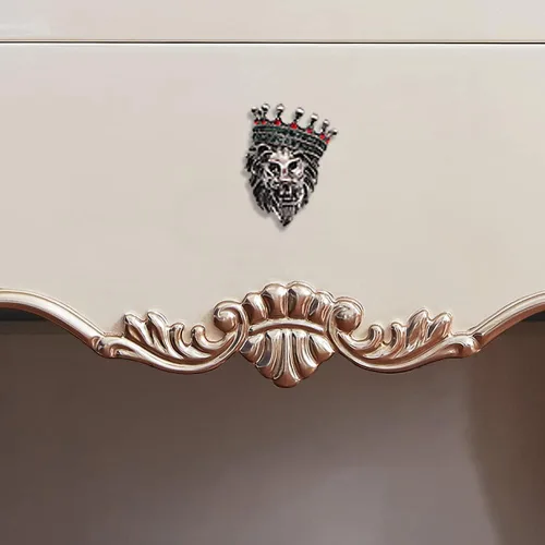 Miniatura 7 de Glorovazas - Pomo de gabinete de león – Mango de animal retro, 6 piezas de decoración de corona para tocador