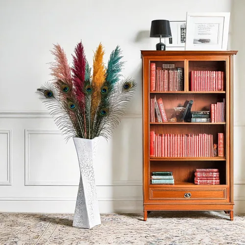 Miniatura 8 de Jarrón alto de 27.5 pulgadas (Ice Crack White) para decoración del hogar, moderno jarrón independiente con acabado texturizado, diseño hecho a mano