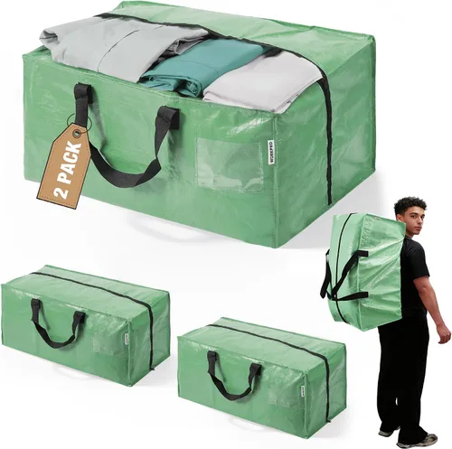Miniatura 11 de WORKPRO 1 paquete de bolsas de mudanza extra grandes con cremalleras y asas de transporte, correas de mochila, bolsa de almacenamiento resistente