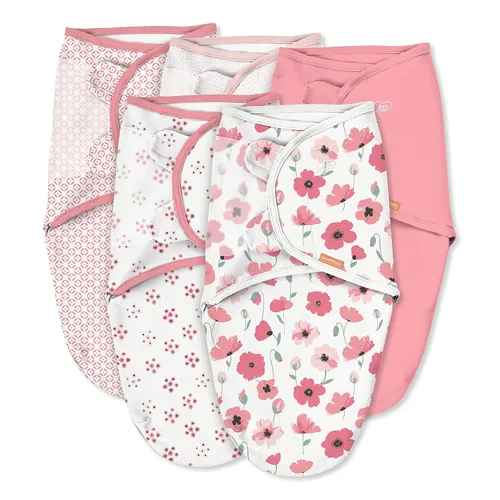 SwaddleMe - Manta original para bebé, talla S/M, de 0 a 3 meses, paquete de 5 (diseño de amapolas bonitas)