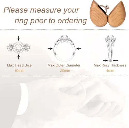 Miniatura 6 de Caja de madera para anillos en forma de corazón para boda, propuesta, caja de anillo de compromiso, estuche de madera para anillos de madera, regalo