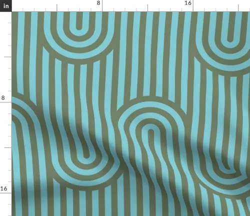 Miniatura 3 de Fabric Modern Stripe Abstract Waves Retro Bold Arches Blue Mod Lines Ocean Printed on Petal Cotton Fabric Fat Quarter - Sewing Quilting Apparel