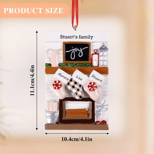 Miniatura 7 de DPDP Adornos de Navidad familiares personalizados 2025 – Calcetines personalizados para árbol de Navidad con nombres, adornos familiares