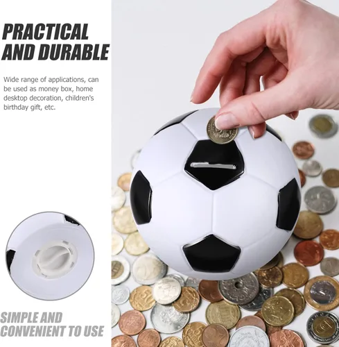 Miniatura 4 de Kisangel - Alcancía de fútbol para niños y niñas, pelota de fútbol, monedas, decoración del hogar, 5.90 pulgadas, lindo dinero de dibujos animados