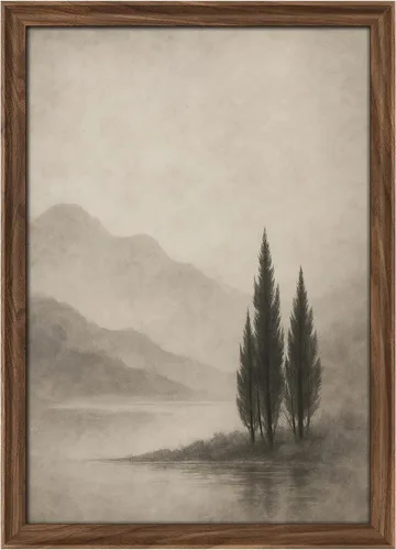 Miniatura 79 de MUDECOR Lienzo enmarcado prémium para pared, pinos nevados en bosque de invierno, ilustraciones modernas, arte contemporáneo, escénico, divertido