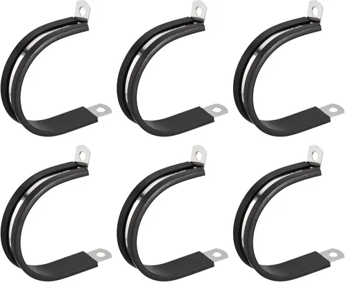 Miniatura 26 de uxcell Abrazadera de cable de 1/2 pulgada (0.472 in) de acero inoxidable 304 Abrazadera aislada acolchada de goma de acero inoxidable en forma de R